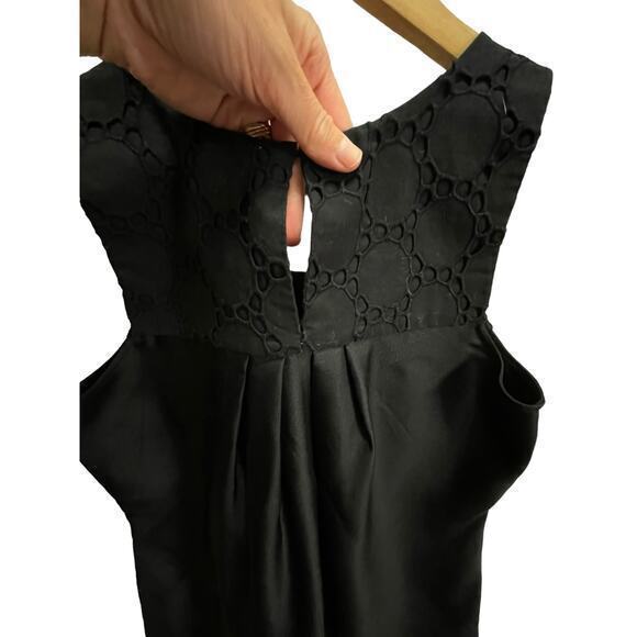 7 For All Mankind Black Causal Blouse Sleevless Top 100% Silk w/ Eyelet Pattern - Picture 7 of 8